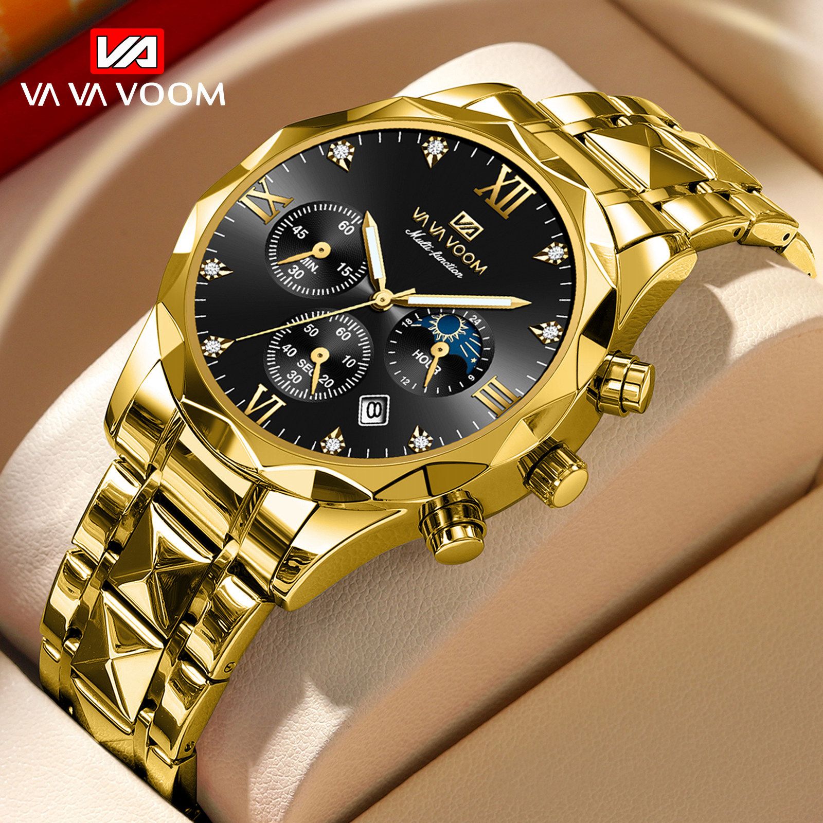 New Winner Mechanical Watch Men's Fashion Leisure  Classic Fashion Hollow Water Diamond Manual Mechanical Watch Men's Business Watch Waterproof Night Glow Calendar Watch Cool Boys Fashion Watch