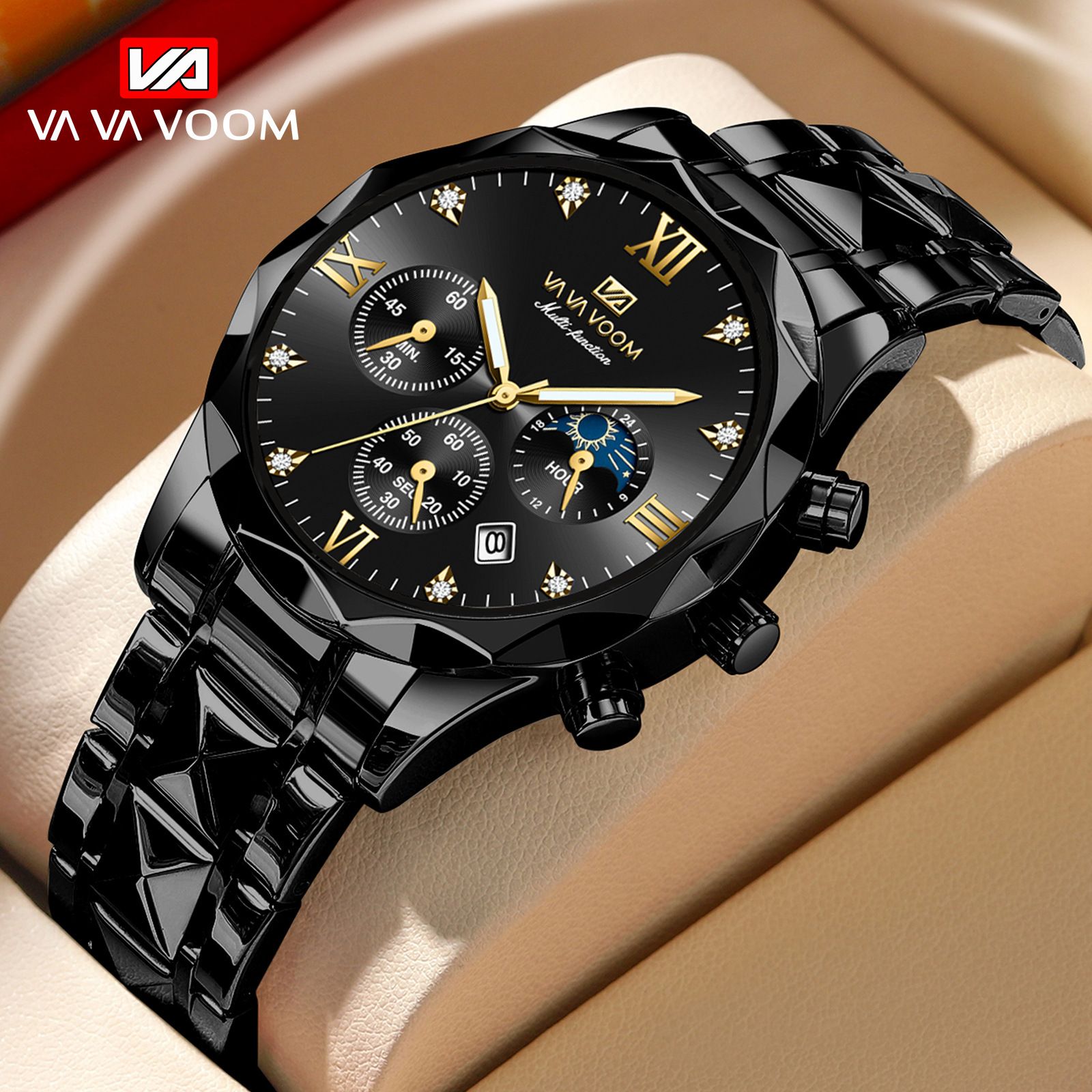 New Winner Mechanical Watch Men's Fashion Leisure  Classic Fashion Hollow Water Diamond Manual Mechanical Watch Men's Business Watch Waterproof Night Glow Calendar Watch Cool Boys Fashion Watch