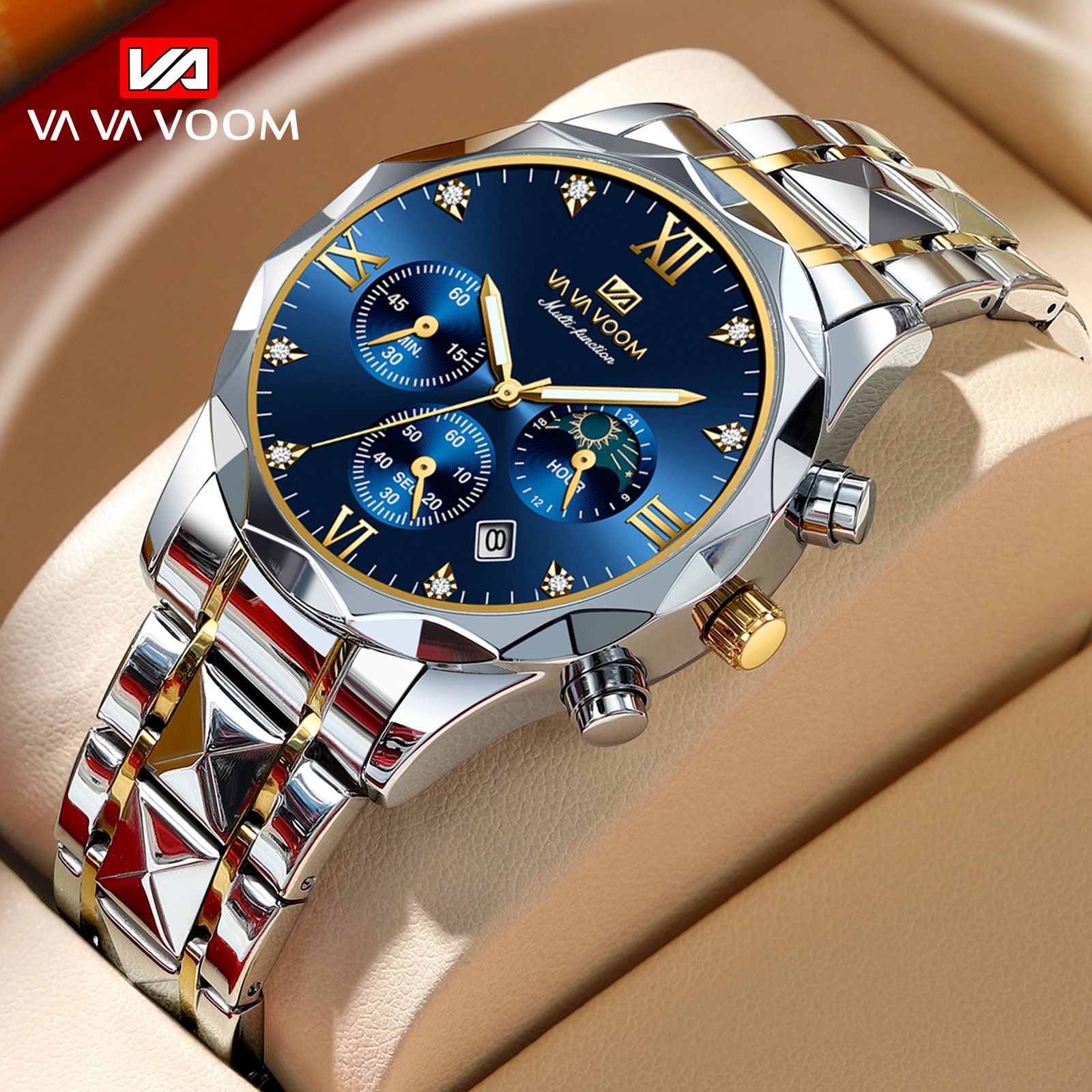 New Winner Mechanical Watch Men's Fashion Leisure  Classic Fashion Hollow Water Diamond Manual Mechanical Watch Men's Business Watch Waterproof Night Glow Calendar Watch Cool Boys Fashion Watch