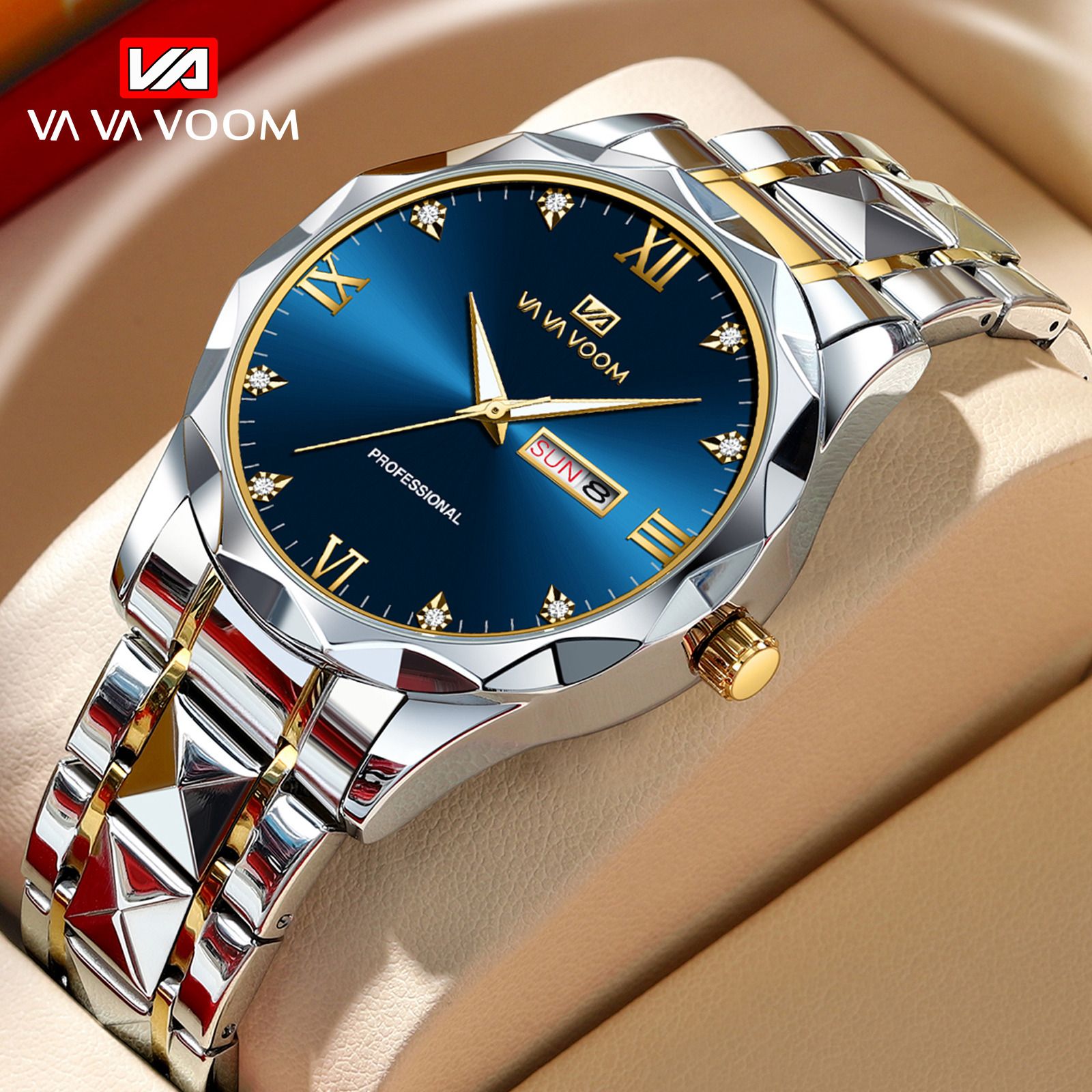 New Winner Mechanical Watch Men's Fashion Leisure  Classic Fashion Hollow Water Diamond Manual Mechanical Watch Men's Business Watch Waterproof Night Glow Calendar Watch Cool Boys Fashion Watch