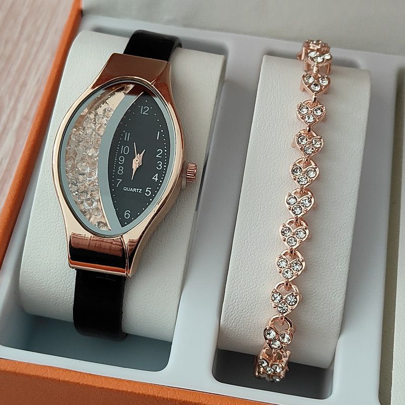 Women's Fashion Luxury Watch Women's Bracelet Clock Oval Water Diamond Sports Quartz Watch Watch Daily Leisure Simple Water Diamond Watch Women's Watch