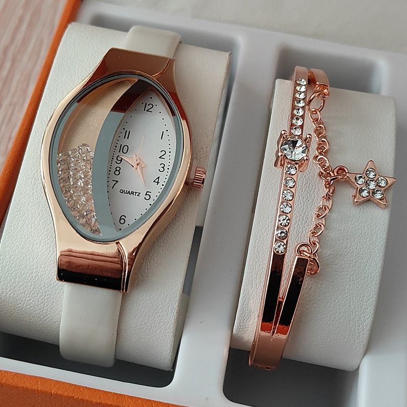 Women's Fashion Luxury Watch Women's Bracelet Clock Oval Water Diamond Sports Quartz Watch Watch Daily Leisure Simple Water Diamond Watch Women's Watch
