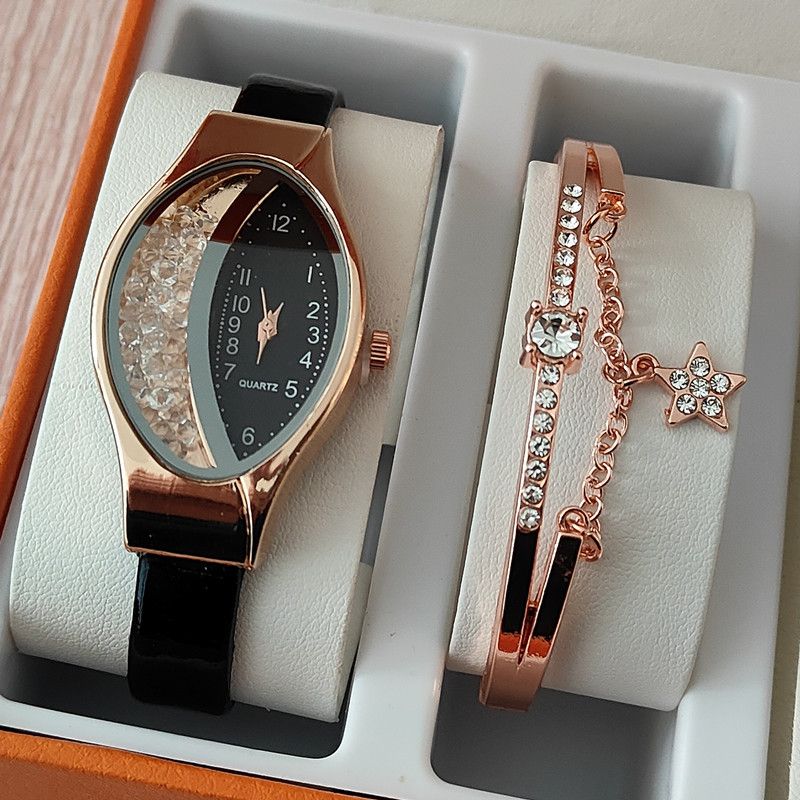 Women's Fashion Luxury Watch Women's Bracelet Clock Oval Water Diamond Sports Quartz Watch Watch Daily Leisure Simple Water Diamond Watch Women's Watch