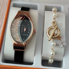 Women's Fashion Luxury Watch Women's Bracelet Clock Oval Water Diamond Sports Quartz Watch Watch Daily Leisure Simple Water Diamond Watch Women's Watch