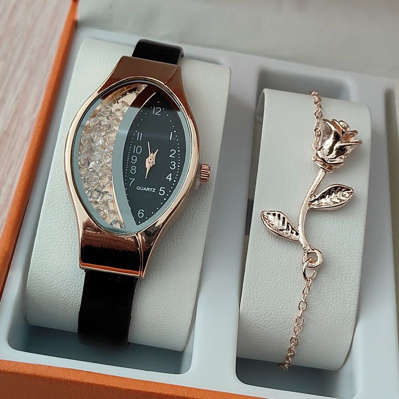 Women's Fashion Luxury Watch Women's Bracelet Clock Oval Water Diamond Sports Quartz Watch Watch Daily Leisure Simple Water Diamond Watch Women's Watch