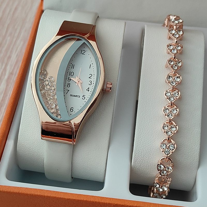 Women's Fashion Luxury Watch Women's Bracelet Clock Oval Water Diamond Sports Quartz Watch Watch Daily Leisure Simple Water Diamond Watch Women's Watch