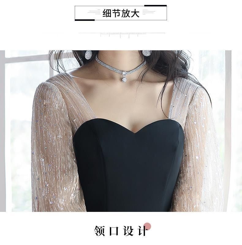 2024 Spring / Summer Long-sleeved New High-end Atmosphere Show Temperament Daily Wear Long Birthday Party Dress Long Dress Three-dimensional Tailoring Slim Soft Comfortable Dignified Atmospheric