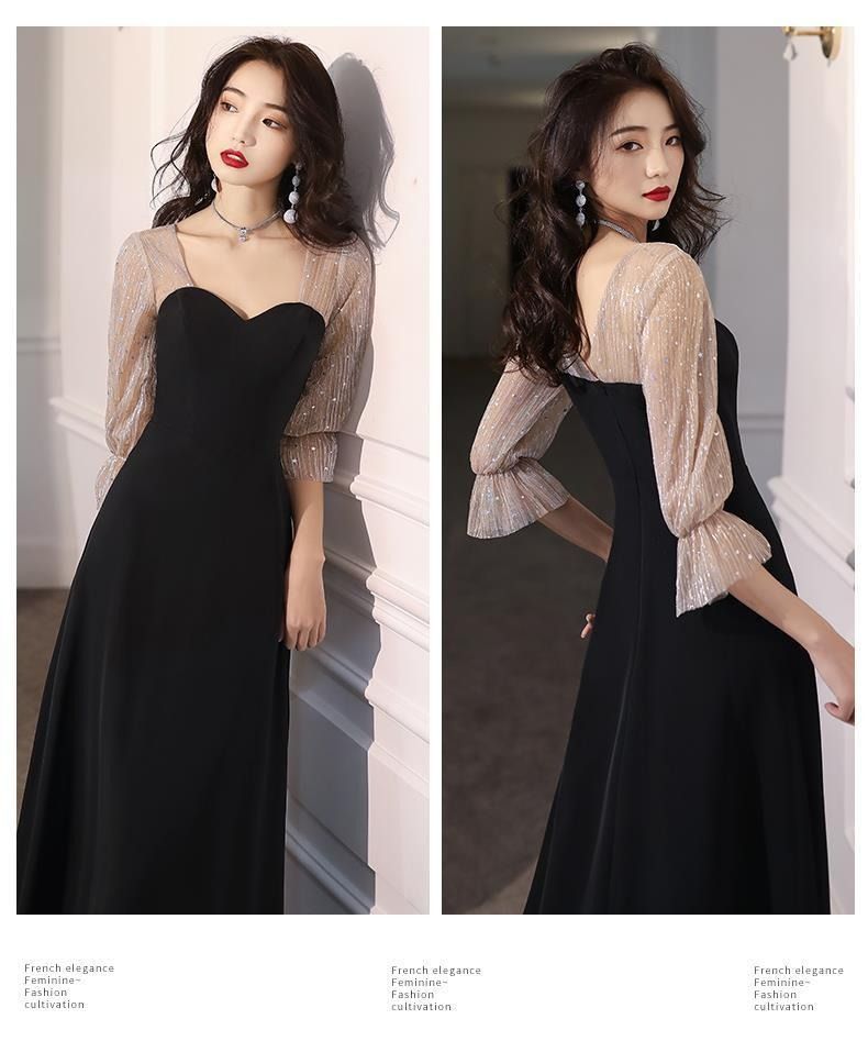 2024 Spring / Summer Long-sleeved New High-end Atmosphere Show Temperament Daily Wear Long Birthday Party Dress Long Dress Three-dimensional Tailoring Slim Soft Comfortable Dignified Atmospheric