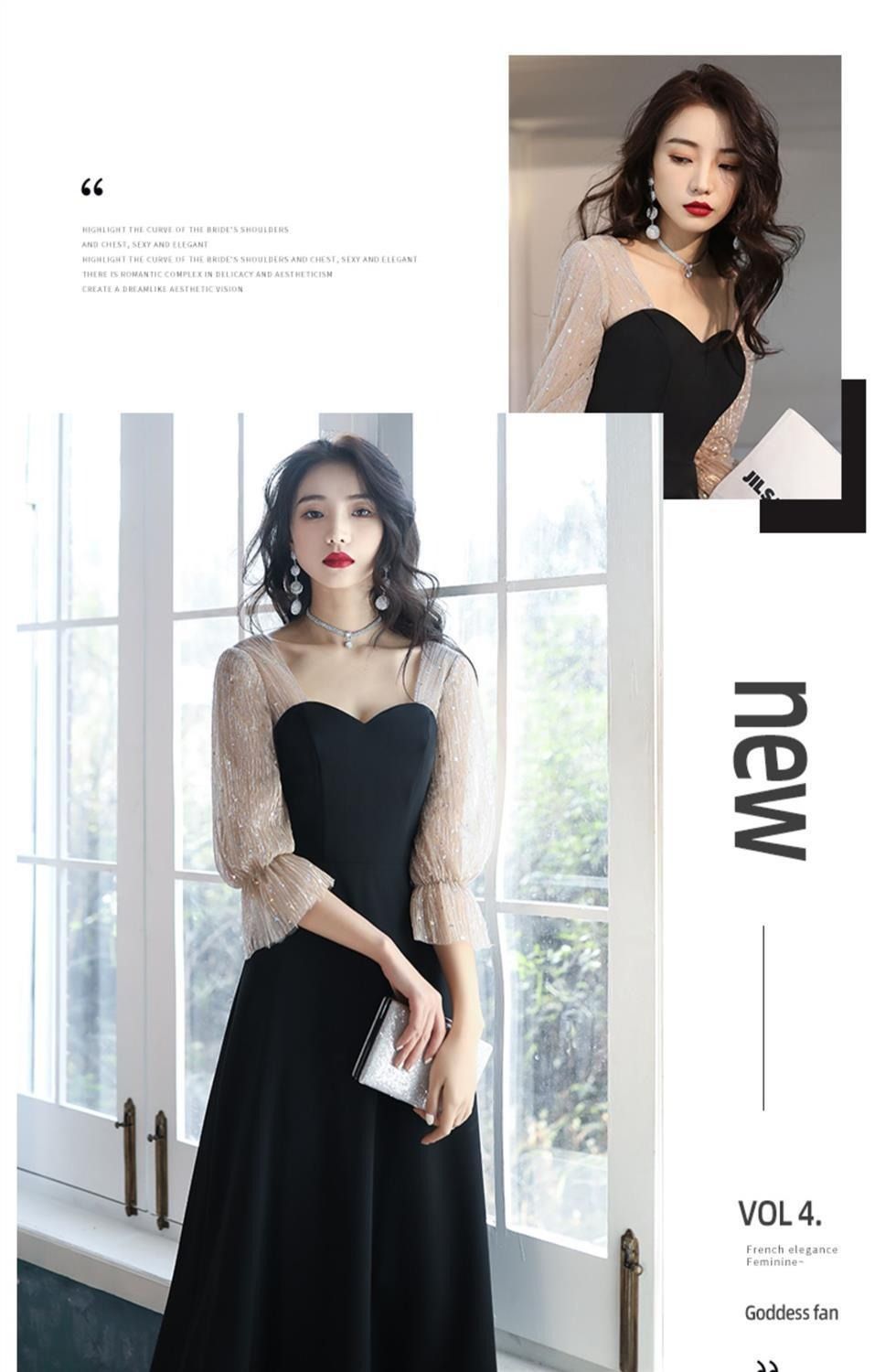 2024 Spring / Summer Long-sleeved New High-end Atmosphere Show Temperament Daily Wear Long Birthday Party Dress Long Dress Three-dimensional Tailoring Slim Soft Comfortable Dignified Atmospheric