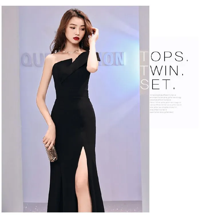 2024 Africa Europe Host Evening Dress Light Luxury Niche One-shoulder Black Long Dress Fishtail One-shoulder Dress Women Tie-dye Process
Slim Fishtail Sexy Elegant Temperament Comfortable