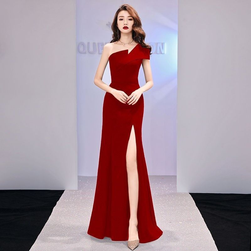 2024 Africa Europe Host Evening Dress Light Luxury Niche One-shoulder Black Long Dress Fishtail One-shoulder Dress Women Tie-dye Process
Slim Fishtail Sexy Elegant Temperament Comfortable
