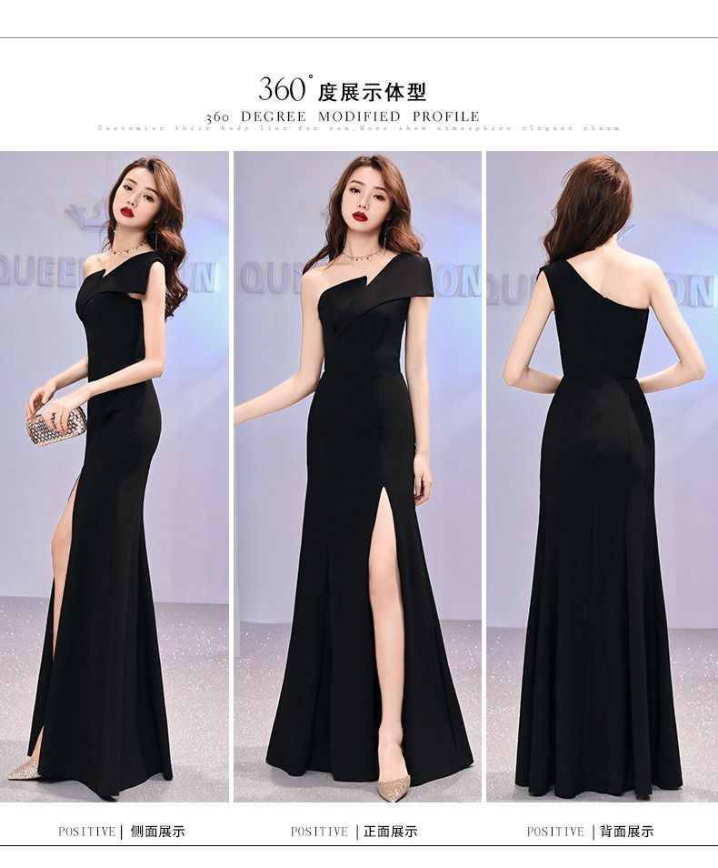 2024 Africa Europe Host Evening Dress Light Luxury Niche One-shoulder Black Long Dress Fishtail One-shoulder Dress Women Tie-dye Process
Slim Fishtail Sexy Elegant Temperament Comfortable