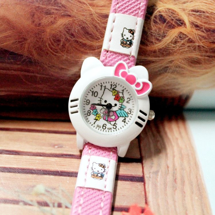 New Fashion Cartoon Children's Fashion Watch Hello Kitty Cute Girl Quartz Watch Belt Quartz Watch