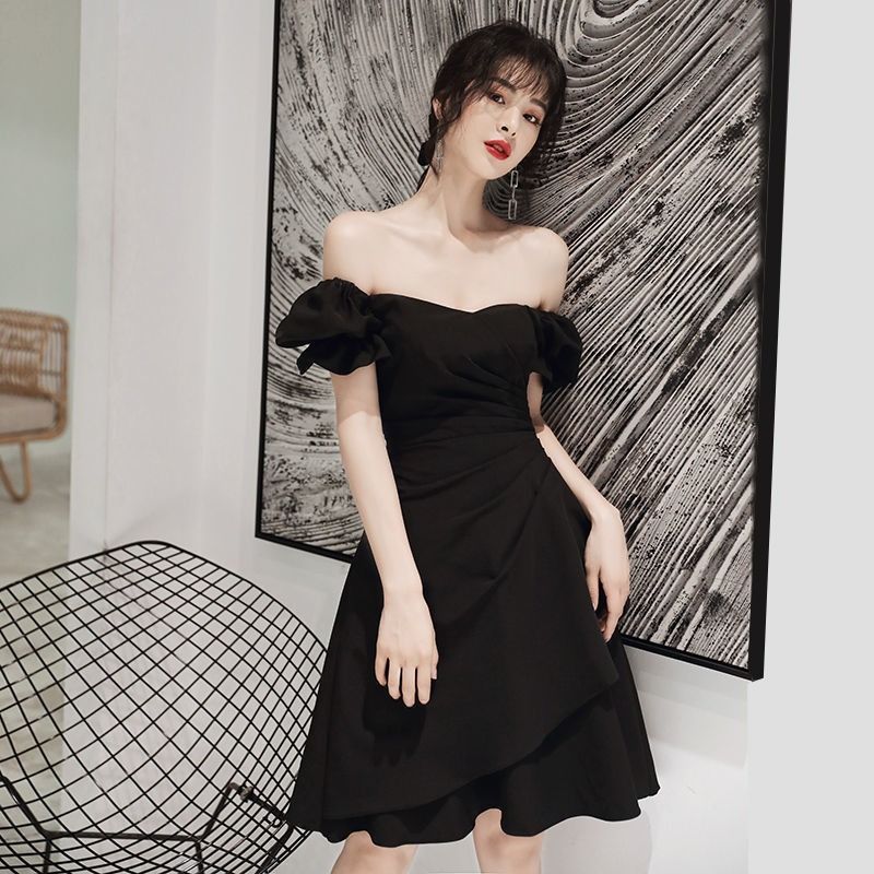 2024 Africa Europe Evening Dress Toast Brides Small Evening Dress Wedding Usually Wear Wine Red Dress Spring / Summer Solid Color Elements Three-dimensional Cut Waist Design Fashion Elegant