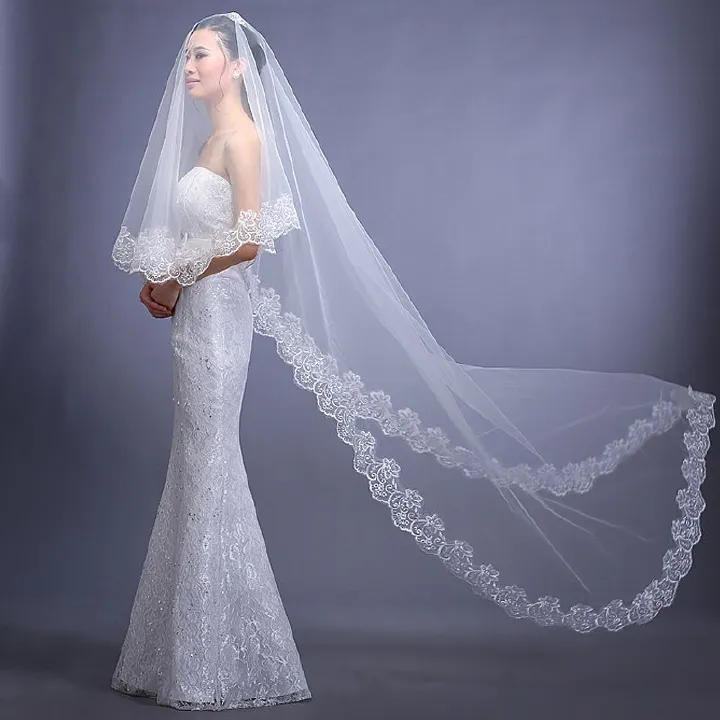 Wholesale Of 3-Meter Long Headdress Wedding Dress New Wedding Accessories Tail Wedding Dress Special Extended Lace Headdress