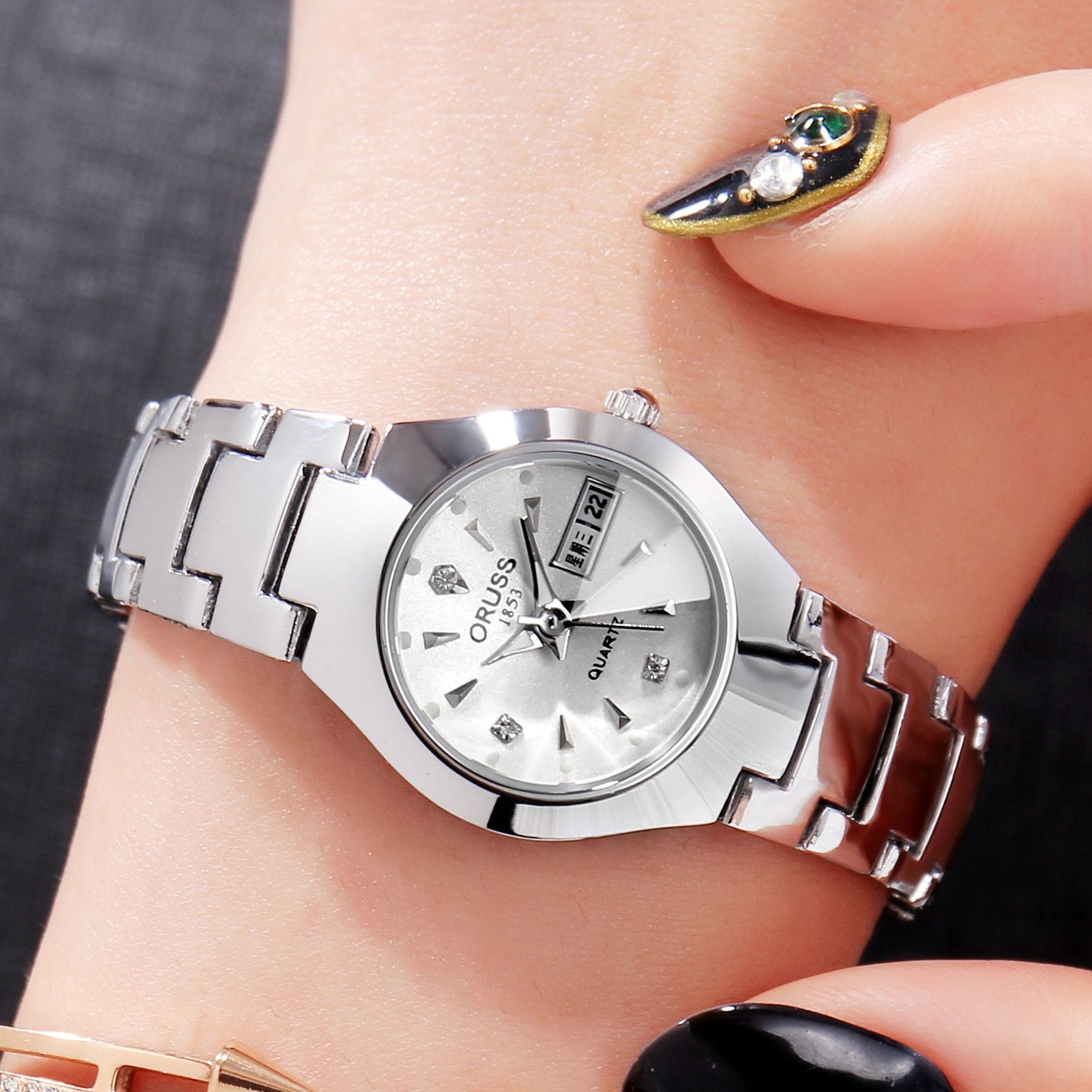 Luxury Hot Sale 30M Waterproof Steel Band Calendar Watches Luminous Business Women's Date Watches Lovers' Ladies Leisure Metal  Watches+ Luxury Gift Box Lovers Girlfriends Wife's Birthday Holiday Surp