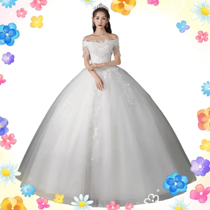 One-Shoulder Wedding Dress 2024 New Bride Style Starry Sky Princess French Style Small Stature Exquisite Lace And Jewelry Embellishment Elegant And Charming Temperament Bride