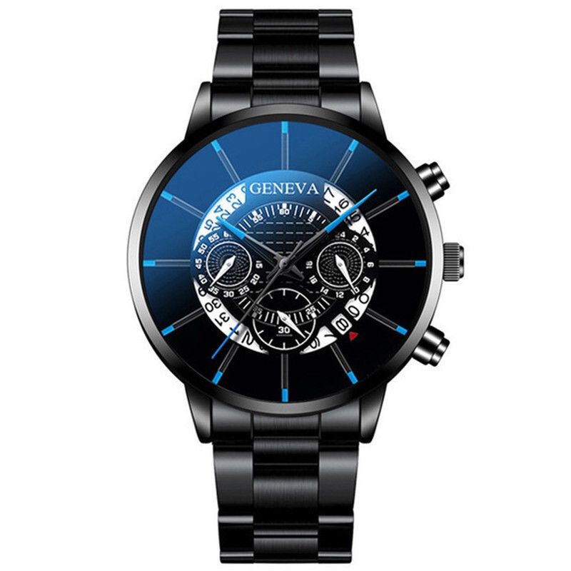 Popular GENEVA Quartz Watch Minimalist Business Watch Men's Watch Calendar Steel Band Watch Men's Leisure Fashion Watch Personalized Watch Men's Quartz Watch