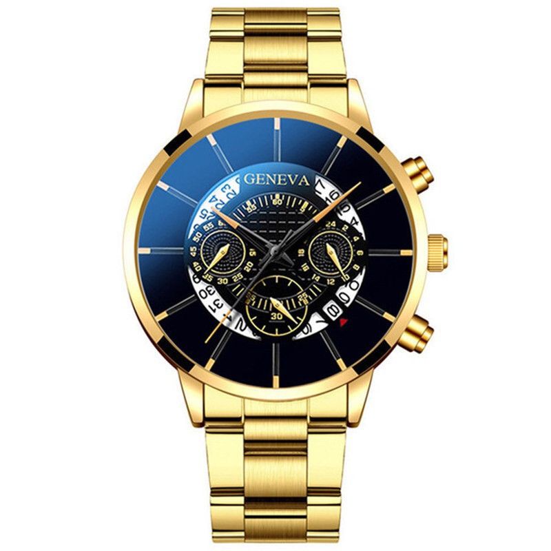 Popular GENEVA Quartz Watch Minimalist Business Watch Men's Watch Calendar Steel Band Watch Men's Leisure Fashion Watch Personalized Watch Men's Quartz Watch