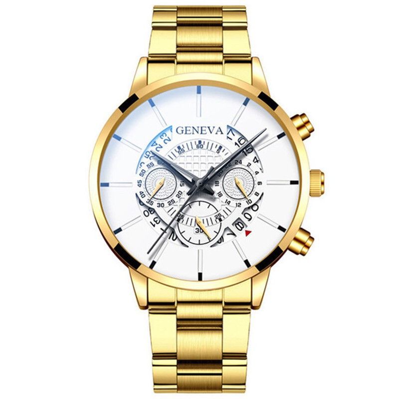 Popular GENEVA Quartz Watch Minimalist Business Watch Men's Watch Calendar Steel Band Watch Men's Leisure Fashion Watch Personalized Watch Men's Quartz Watch