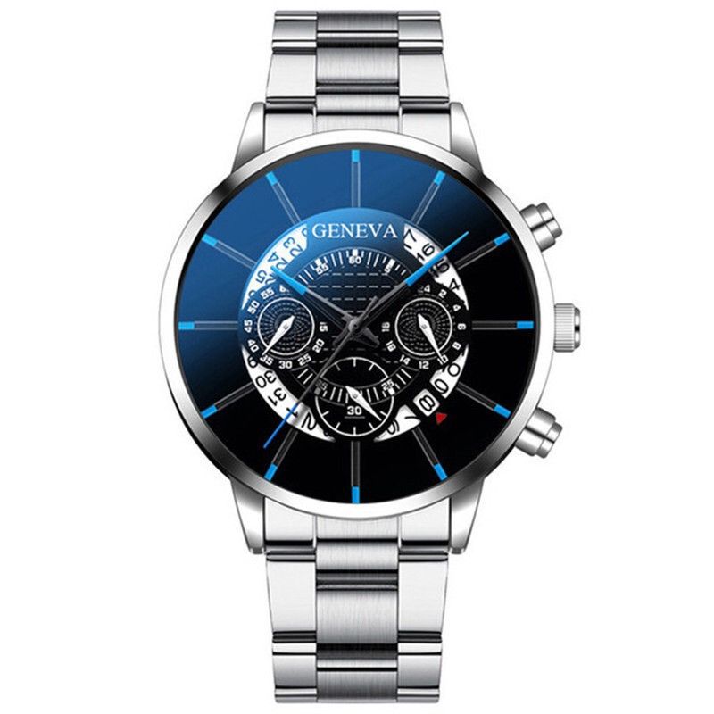 Popular GENEVA Quartz Watch Minimalist Business Watch Men's Watch Calendar Steel Band Watch Men's Leisure Fashion Watch Personalized Watch Men's Quartz Watch