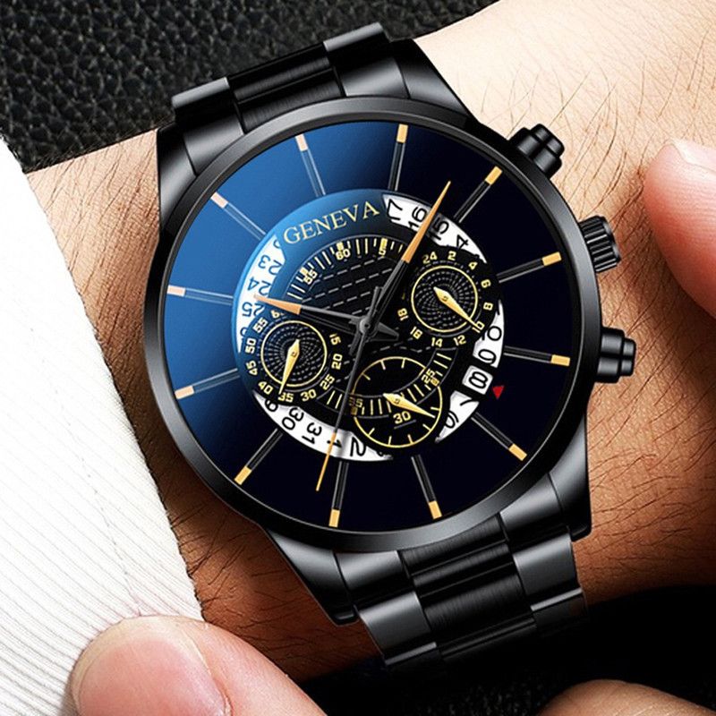 Popular GENEVA Quartz Watch Minimalist Business Watch Men's Watch Calendar Steel Band Watch Men's Leisure Fashion Watch Personalized Watch Men's Quartz Watch