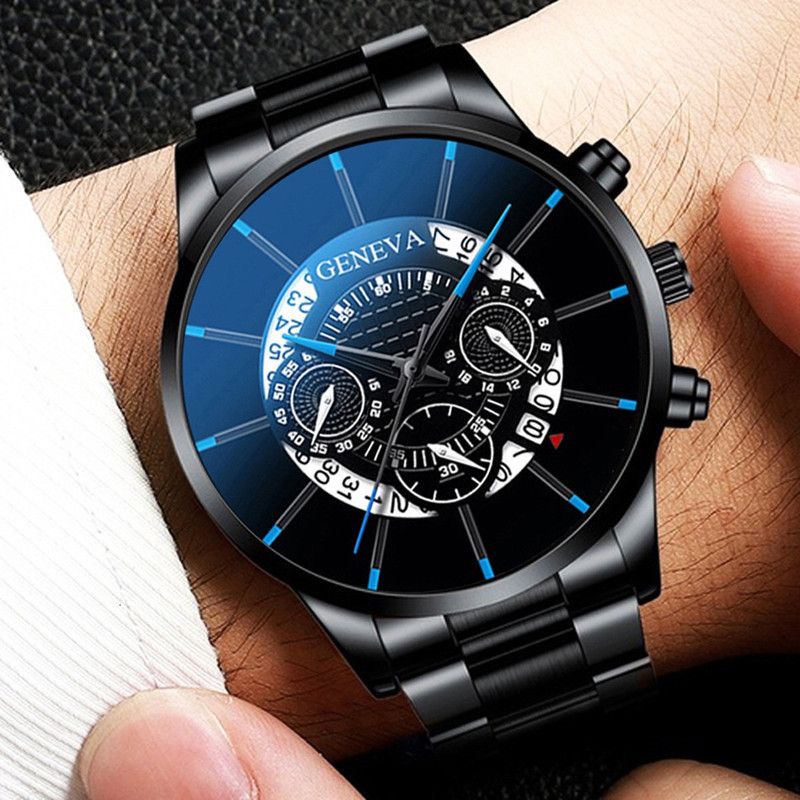 Popular GENEVA Quartz Watch Minimalist Business Watch Men's Watch Calendar Steel Band Watch Men's Leisure Fashion Watch Personalized Watch Men's Quartz Watch