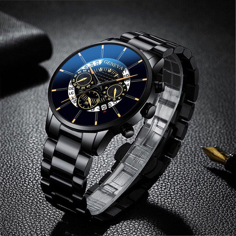 Popular GENEVA Quartz Watch Minimalist Business Watch Men's Watch Calendar Steel Band Watch Men's Leisure Fashion Watch Personalized Watch Men's Quartz Watch