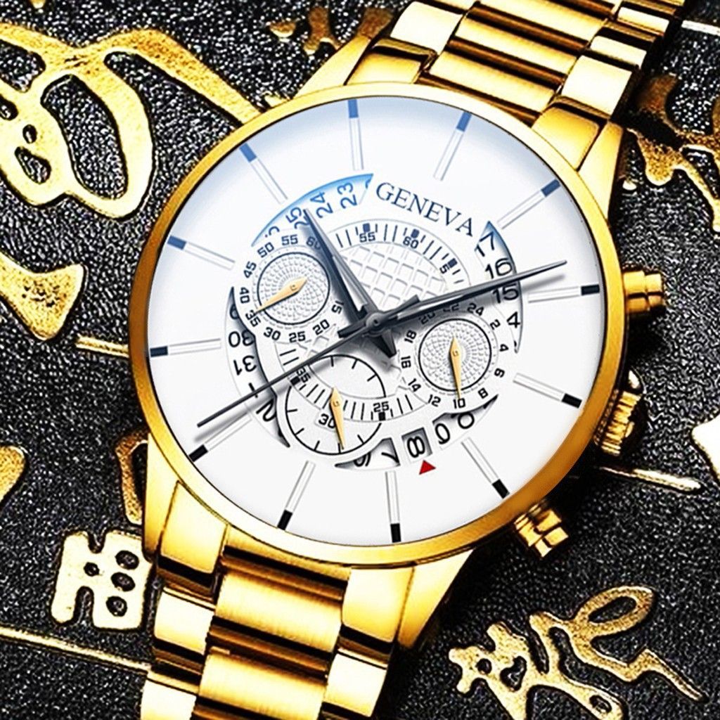 Popular GENEVA Quartz Watch Minimalist Business Watch Men's Watch Calendar Steel Band Watch Men's Leisure Fashion Watch Personalized Watch Men's Quartz Watch