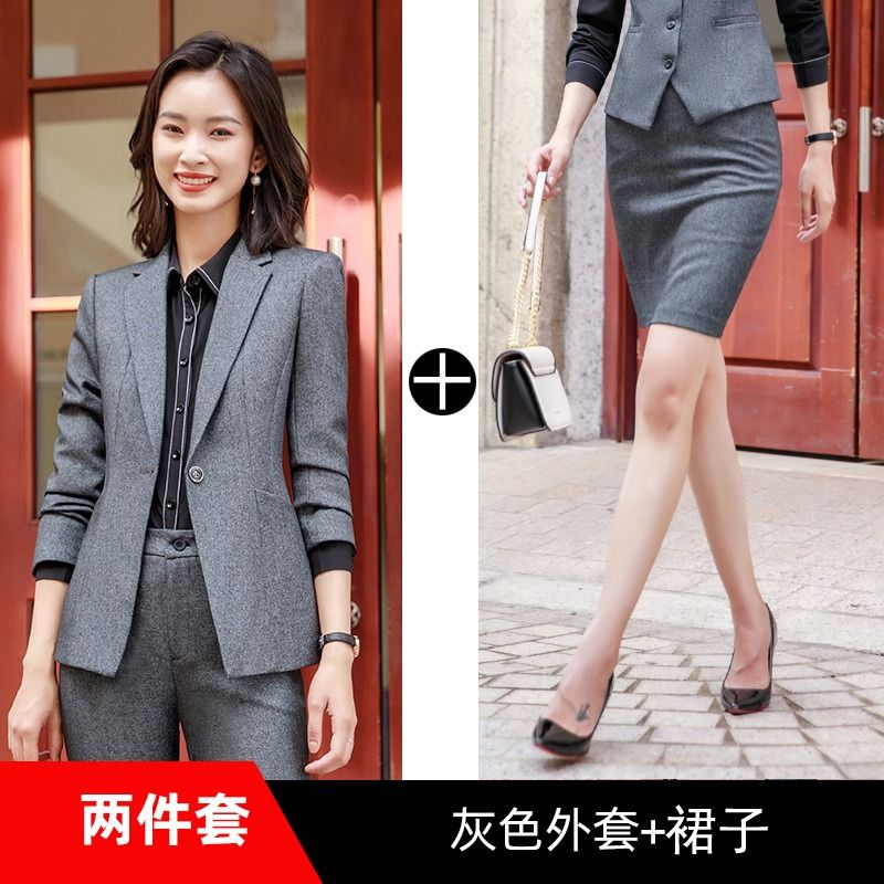 High End Office Lady Suit White Collar Business Cloth Lady Formal Work Suit  Women Formal Dress Grey Suit Jacket 2024 new Spring Autumn Long-sleeved Temperament Slim-fit Professional Suit