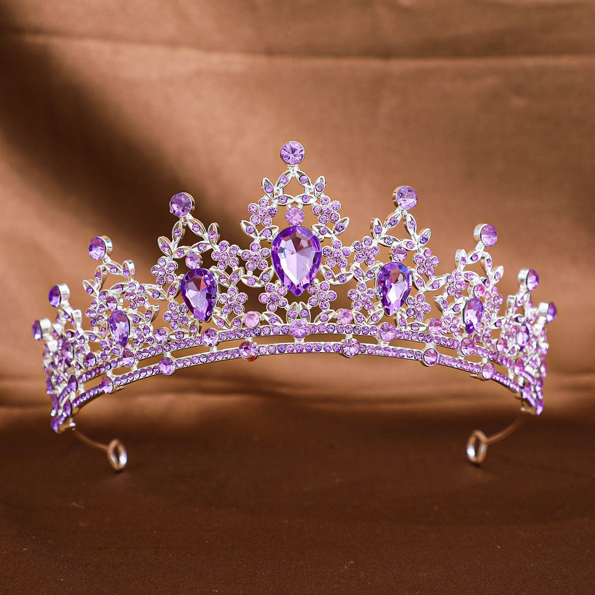 Baroque Crown Bridal Tiara Bridal Crown Violet Rhinestone Luxurious Bride Wedding Jewelry