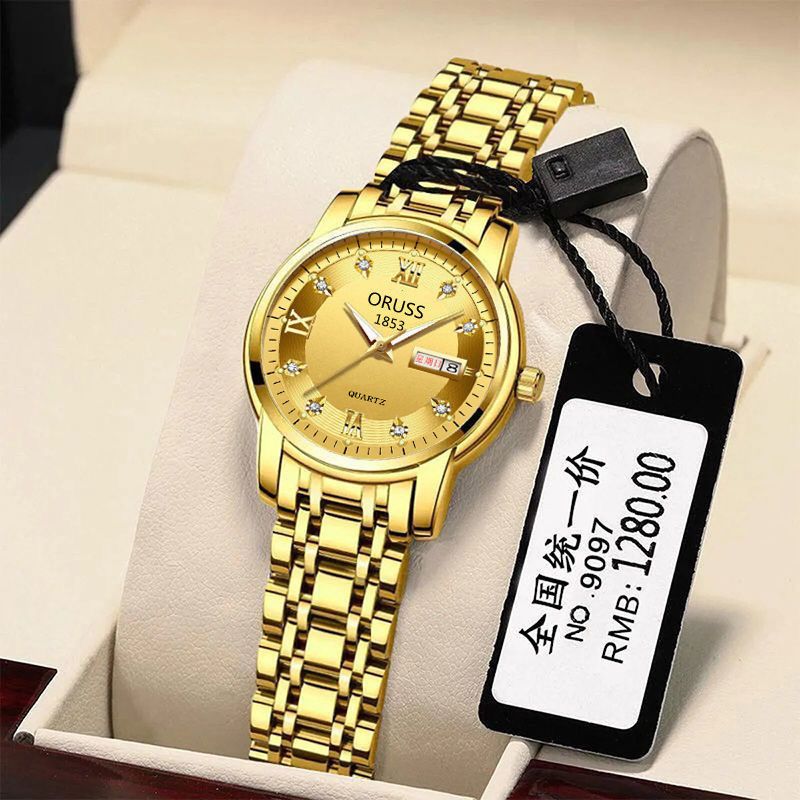 Luxury Hot Sale 30M Waterproof Steel Band Calendar Watches Luminous Business Women's Date Watches Lovers' Ladies Leisure Metal  Watches+ Luxury Gift Box Lovers Girlfriends Wife's Birthday Holiday Surp