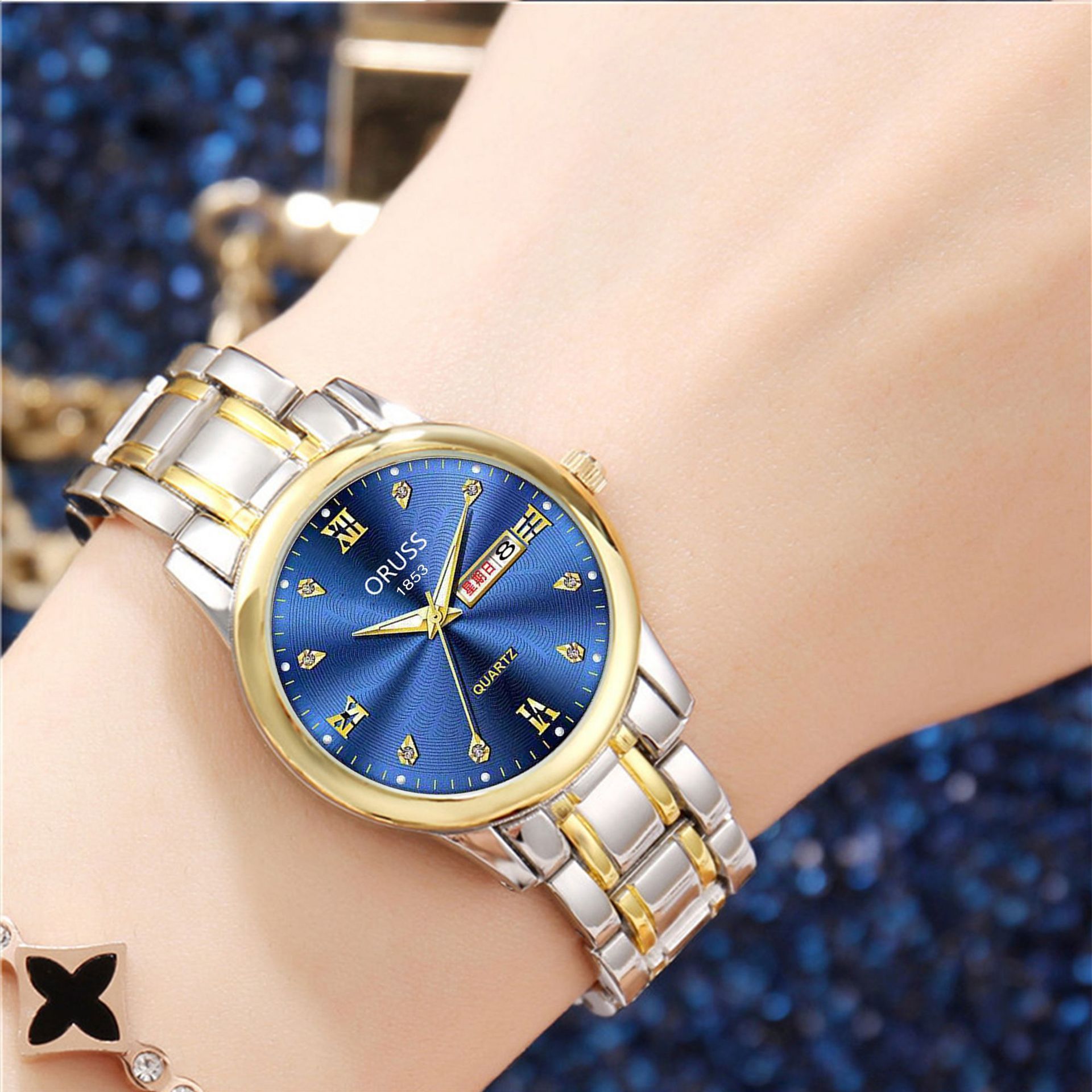 Luxury Hot Sale 30M Waterproof Steel Band Calendar Watches Luminous Business Women's Date Watches Lovers' Ladies Leisure Metal  Watches+ Luxury Gift Box Lovers Girlfriends Wife's Birthday Holiday Surp