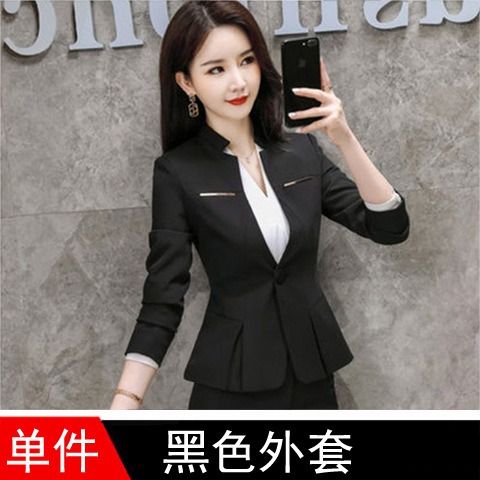 High End Office Lady Suit Summer Thin Professional Black Small Suit College Student Temperament Work Clothes Formal Suit Skin-friendly  Breathable Comfortable Fashion Professional Women's Dress Set