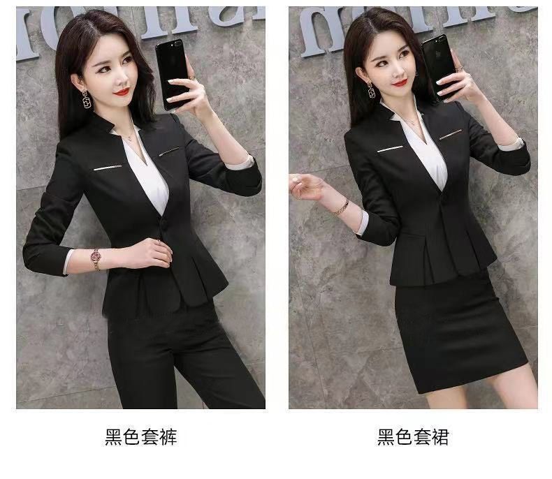 High End Office Lady Suit Summer Thin Professional Black Small Suit College Student Temperament Work Clothes Formal Suit Skin-friendly  Breathable Comfortable Fashion Professional Women's Dress Set