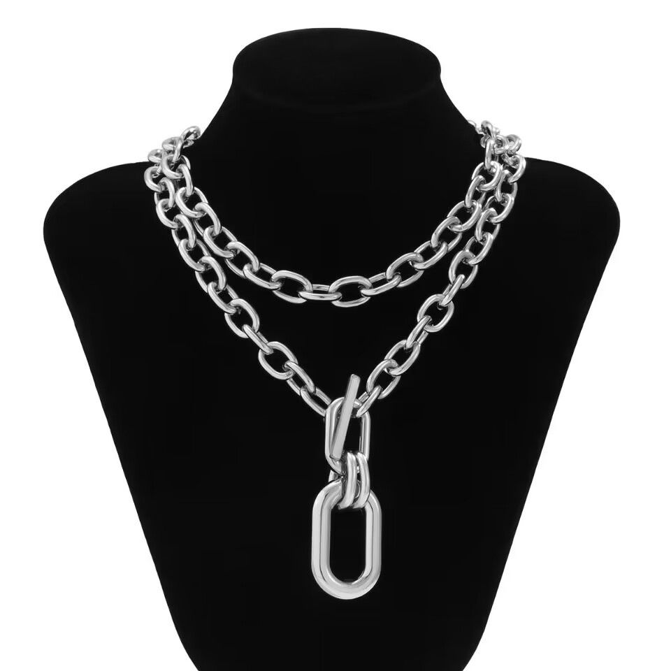 European And American Fashion Jewelry New Multi-Layer Metal Necklace Women's High-End Collar Chain Two-Piece Set Of Artistic And Retro Chain Street Trendsetter Fashion Accessories