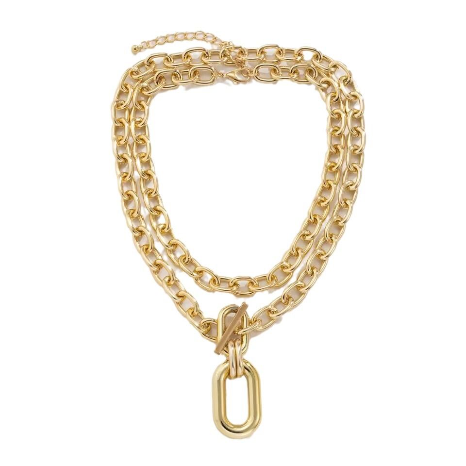 European And American Fashion Jewelry New Multi-Layer Metal Necklace Women's High-End Collar Chain Two-Piece Set Of Artistic And Retro Chain Street Trendsetter Fashion Accessories