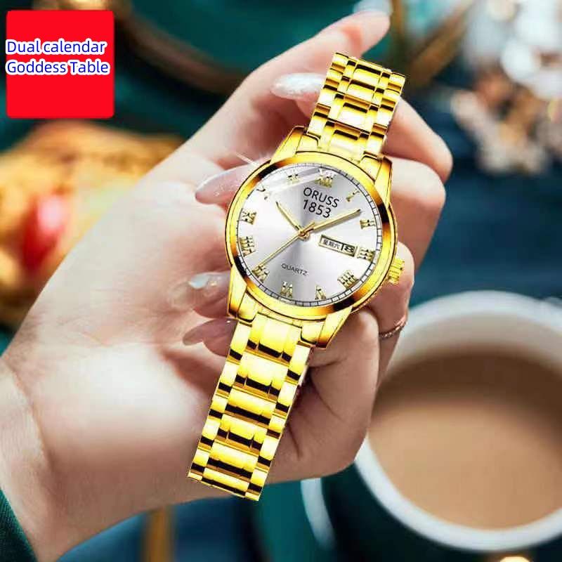 Luxury Hot Sale 30M Waterproof Steel Band Calendar Watches Luminous Business Women's Date Watches Lovers' Ladies Leisure Metal  Watches+ Luxury Gift Box Lovers Girlfriends Wife's Birthday Holiday Surp