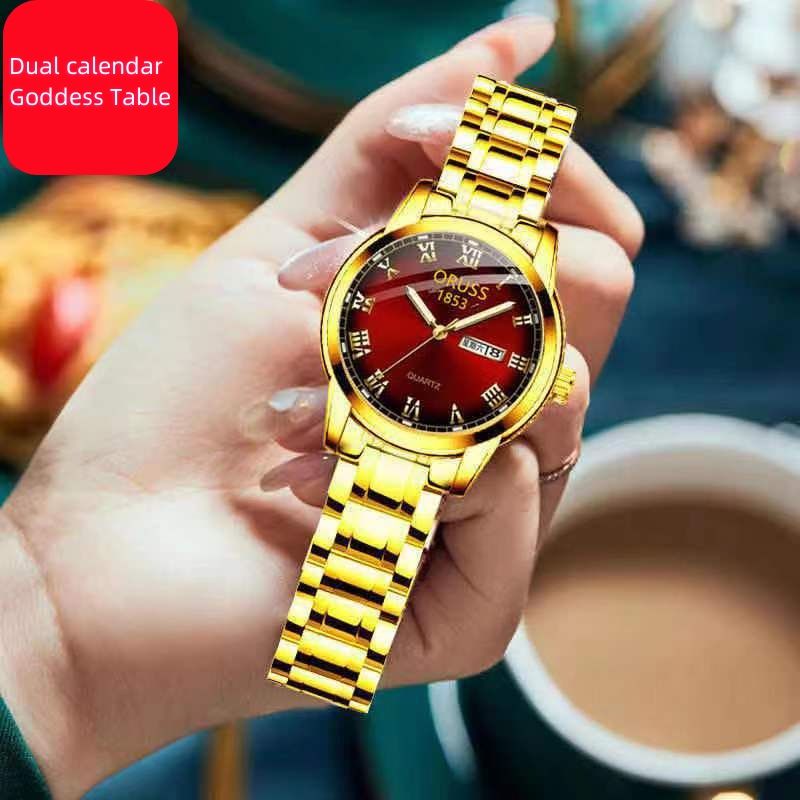 Luxury Hot Sale 30M Waterproof Steel Band Calendar Watches Luminous Business Women's Date Watches Lovers' Ladies Leisure Metal  Watches+ Luxury Gift Box Lovers Girlfriends Wife's Birthday Holiday Surp