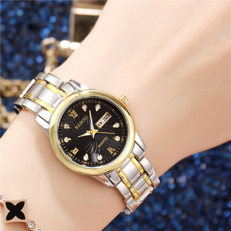 Korean Version Trend Simple Fashion 30M Waterproof Leisure Calendar Couples Lover's Watches Personality Business Men Womens' Date Metal Luminious Watches  Ladies Boys Girls Students Leisure Metal  Wat
