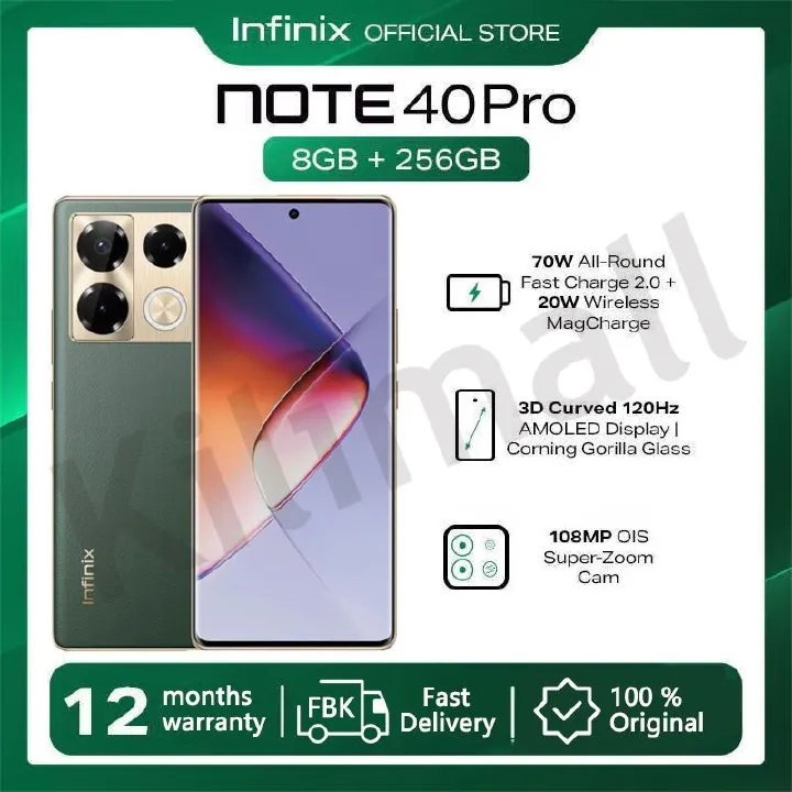 Infinix  Note 40 PRO 256GB+16GB (8+8)GB RAM  6.78" Screen Dual SIM Phone 5000mAh Battery 70W Charging 108MP Camera  Android 14 MediaTek Helio G99 Ultimate Smart Phones
