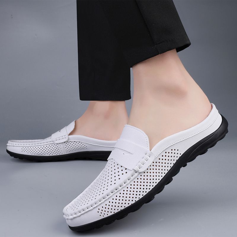 SocNoDn Mens Fashion Designer Male Casual Breathable Spring Summer Leather Loafers Slip on Office Driving Flat Shoes Quality