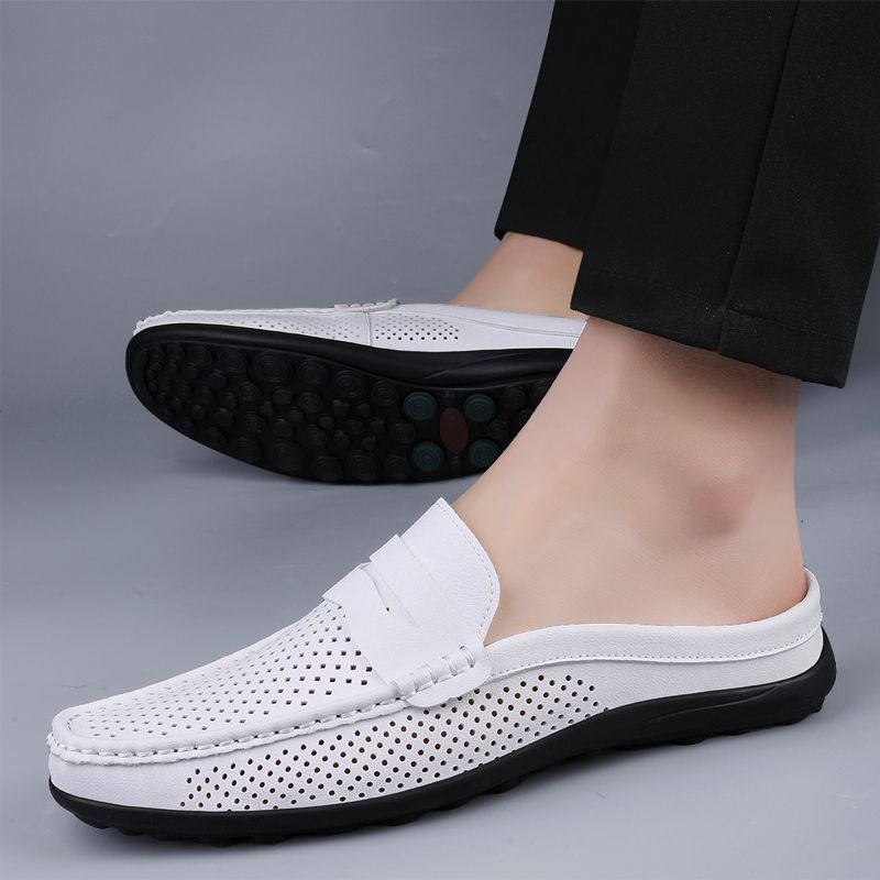 SocNoDn Mens Fashion Designer Male Casual Breathable Spring Summer Leather Loafers Slip on Office Driving Flat Shoes Quality