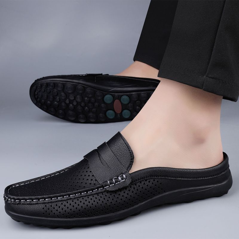 SocNoDn Mens Fashion Designer Male Casual Breathable Spring Summer Leather Loafers Slip on Office Driving Flat Shoes Quality