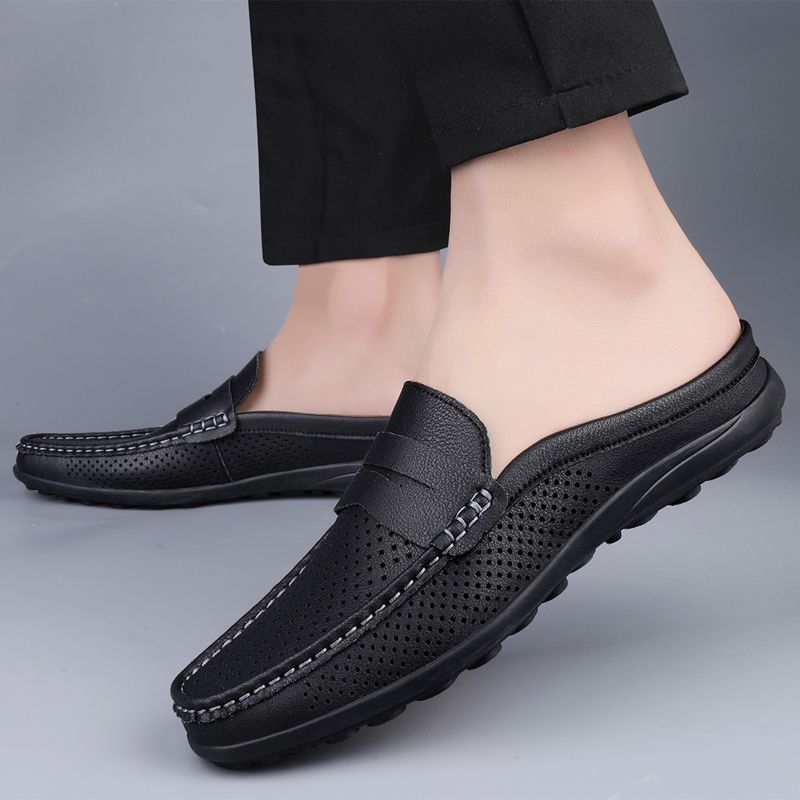 SocNoDn Mens Fashion Designer Male Casual Breathable Spring Summer Leather Loafers Slip on Office Driving Flat Shoes Quality