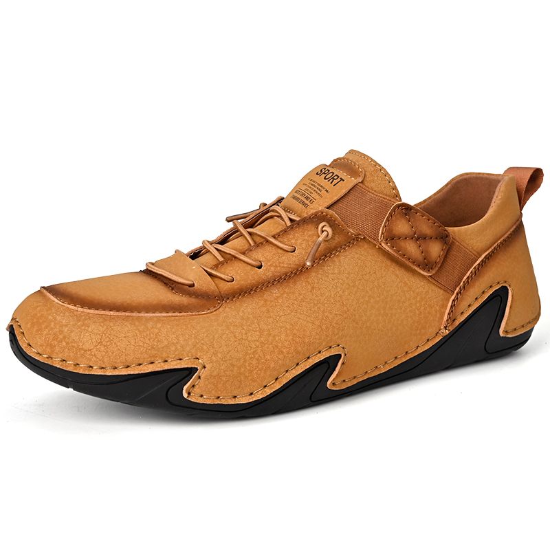 SocNoDn Men's Fashion Leather Lace-up Shoes Male Walking Casual Spring Summer Outdoor Hiking Climbing Shoes Sneakers Durable