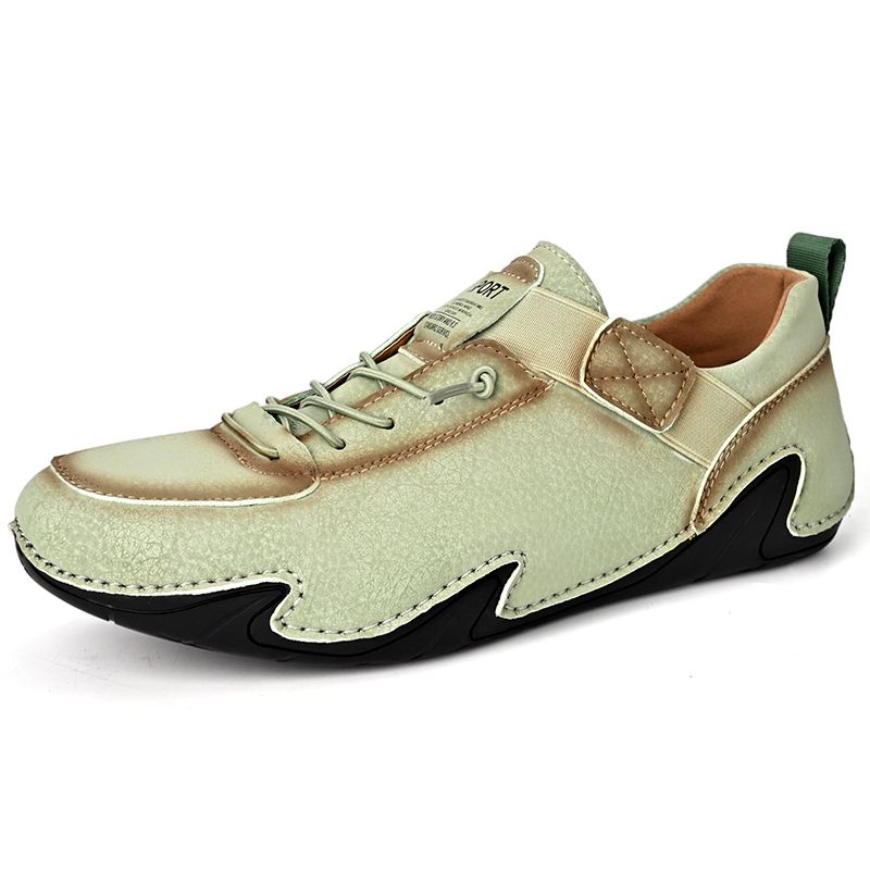 SocNoDn Men's Fashion Leather Lace-up Shoes Male Walking Casual Spring Summer Outdoor Hiking Climbing Shoes Sneakers Durable