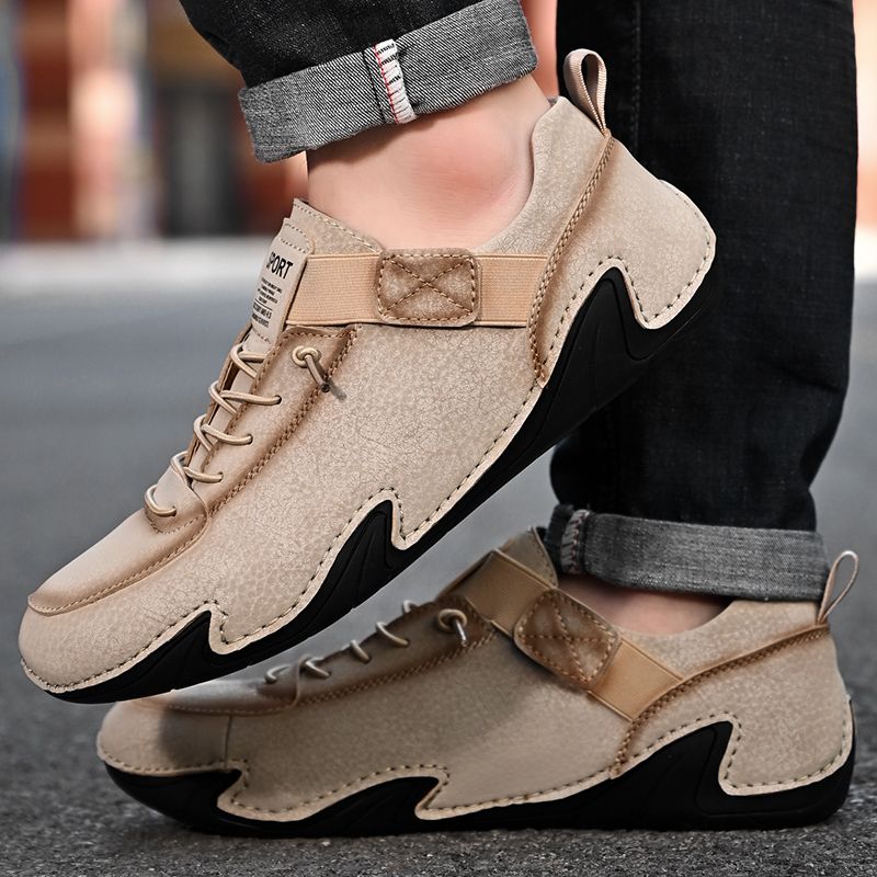 SocNoDn Men's Fashion Leather Lace-up Shoes Male Walking Casual Spring Summer Outdoor Hiking Climbing Shoes Sneakers Durable