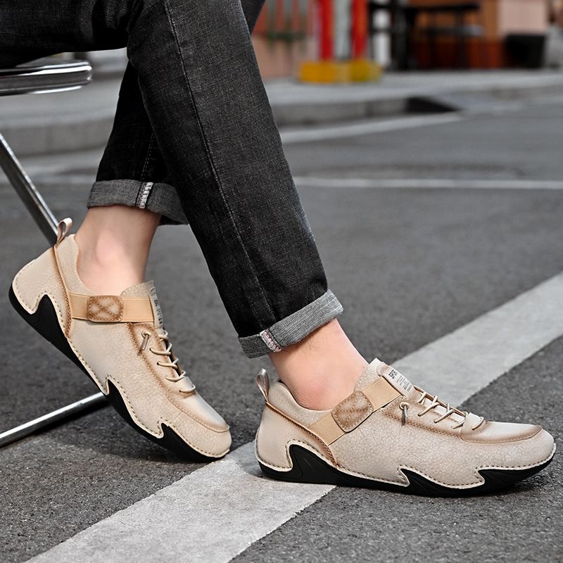 SocNoDn Men's Fashion Leather Lace-up Shoes Male Walking Casual Spring Summer Outdoor Hiking Climbing Shoes Sneakers Durable