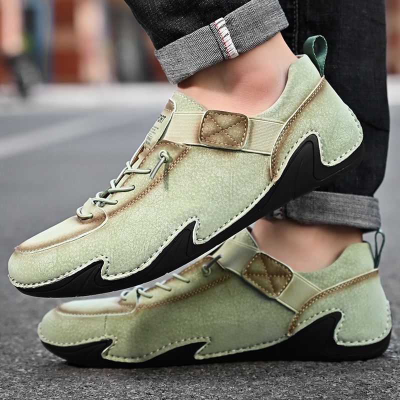 SocNoDn Men's Fashion Leather Lace-up Shoes Male Walking Casual Spring Summer Outdoor Hiking Climbing Shoes Sneakers Durable